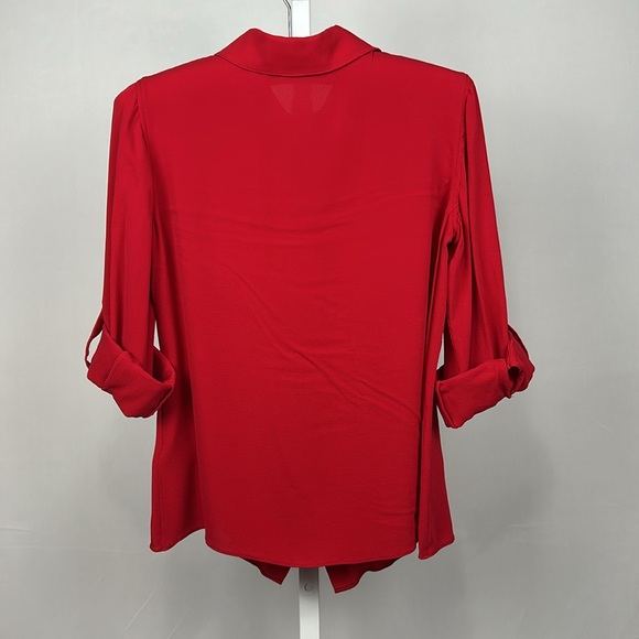 Alice & Olivia Red Button Down Top size M - Picture 3 of 13